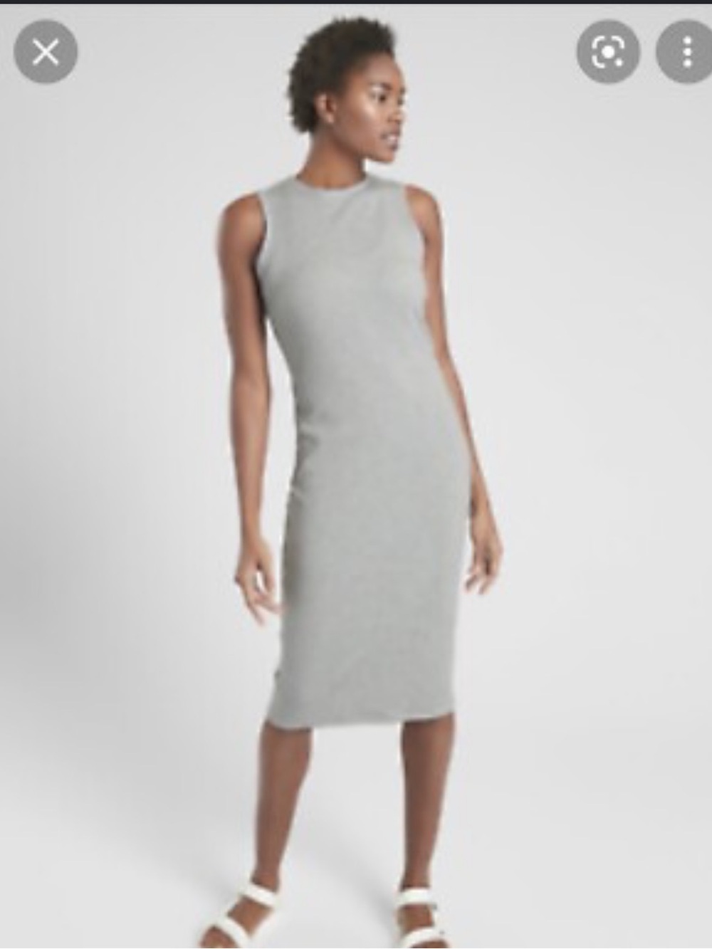 Athleta Sleeveless Light Gray Ribbed Midi Dress